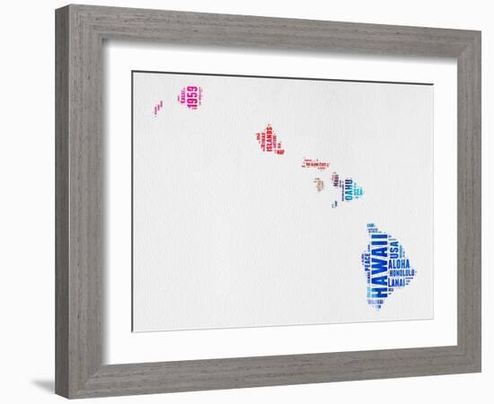 Hawaii Watercolor Word Cloud-NaxArt-Framed Art Print