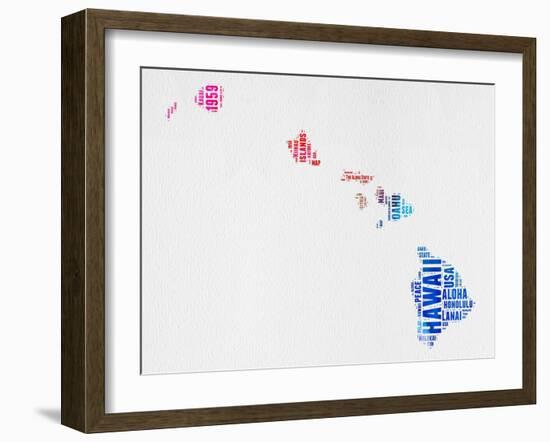 Hawaii Watercolor Word Cloud-NaxArt-Framed Art Print