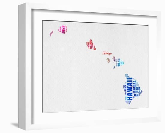 Hawaii Watercolor Word Cloud-NaxArt-Framed Art Print