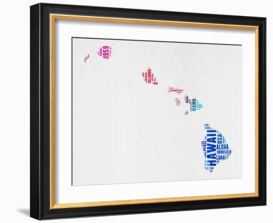 Hawaii Watercolor Word Cloud-NaxArt-Framed Art Print