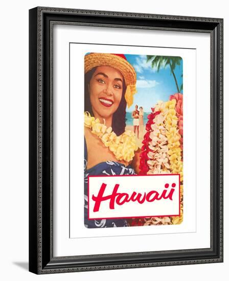 Hawaii, Woman with Frangipani Leis-null-Framed Art Print