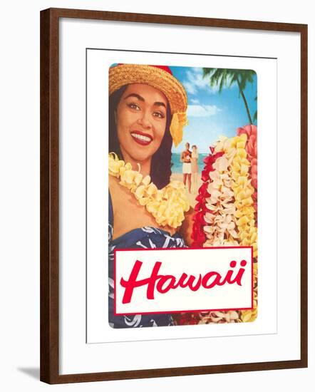 Hawaii, Woman with Frangipani Leis-null-Framed Art Print