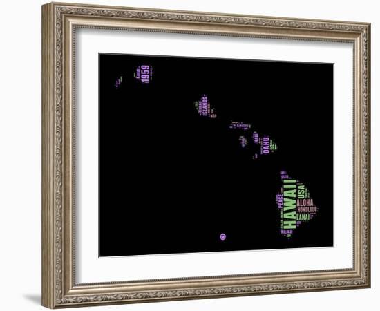 Hawaii Word Cloud 1-NaxArt-Framed Art Print