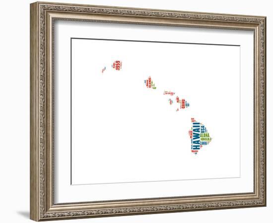 Hawaii Word Cloud Map-NaxArt-Framed Art Print