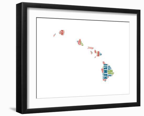 Hawaii Word Cloud Map-NaxArt-Framed Art Print