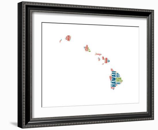 Hawaii Word Cloud Map-NaxArt-Framed Art Print