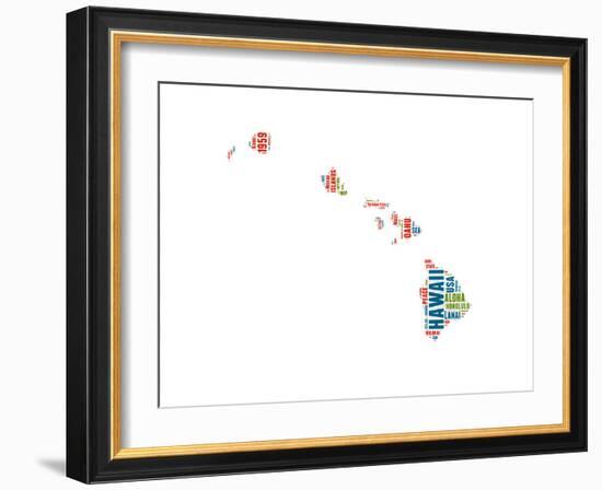 Hawaii Word Cloud Map-NaxArt-Framed Art Print