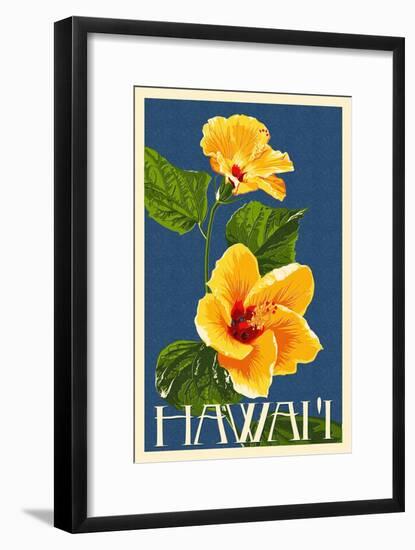 Hawaii - Yellow Hibiscus Flower-Lantern Press-Framed Art Print