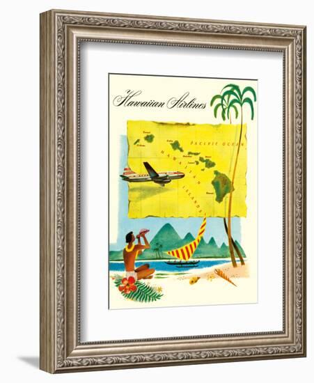 Hawaiian Airlines, Travel Brochure, c.1950s-null-Framed Art Print