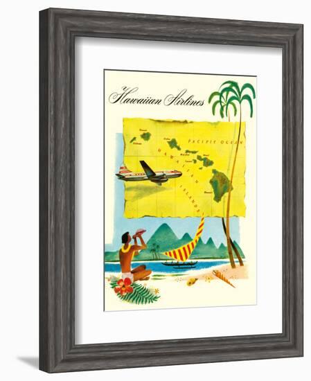 Hawaiian Airlines, Travel Brochure, c.1950s-null-Framed Art Print