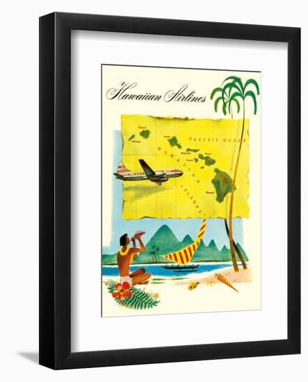 Hawaiian Airlines, Travel Brochure, c.1950s-null-Framed Art Print