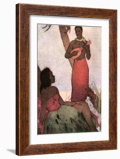 Hawaiian Couple, Man with Ukulele-null-Framed Art Print