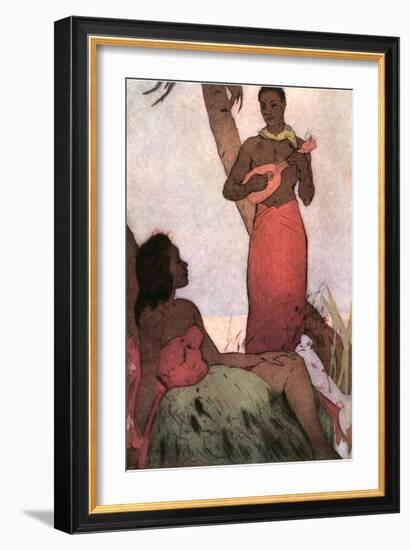 Hawaiian Couple, Man with Ukulele-null-Framed Art Print