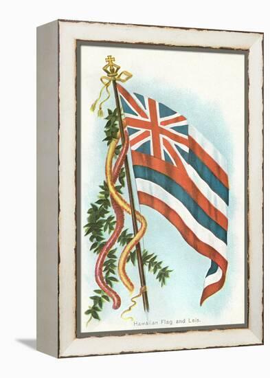 Hawaiian Flag and Leis-null-Framed Stretched Canvas