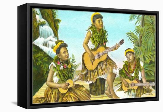 Hawaiian Hula Dancers with Guitar and Ukuleles-null-Framed Stretched Canvas