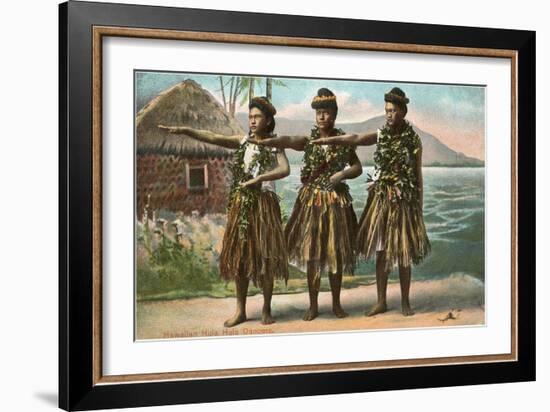 Hawaiian Hula Dancers-null-Framed Art Print