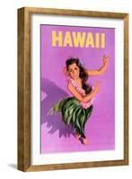 Hawaiian Hula Girl Vintage Travel Poster-Piddix-Framed Art Print