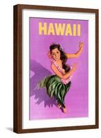 Hawaiian Hula Girl Vintage Travel Poster-Piddix-Framed Art Print