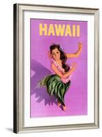 Hawaiian Hula Girl Vintage Travel Poster-Piddix-Framed Art Print