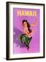 Hawaiian Hula Girl Vintage Travel Poster-Piddix-Framed Art Print
