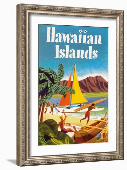 Hawaiian Islands Poster-null-Framed Premium Giclee Print