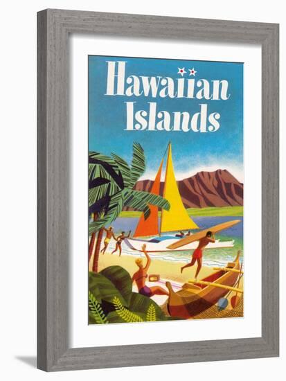 Hawaiian Islands Poster-null-Framed Premium Giclee Print