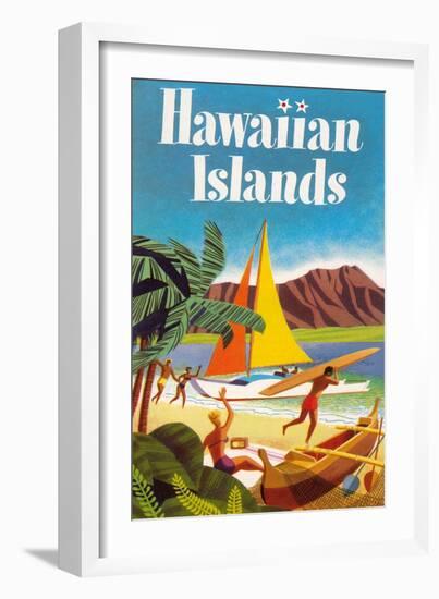 Hawaiian Islands Poster-null-Framed Premium Giclee Print