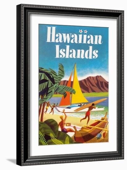 Hawaiian Islands Poster-null-Framed Premium Giclee Print