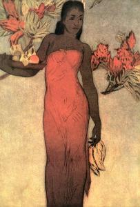 Hawaiian Lady with Fruit and Flowers