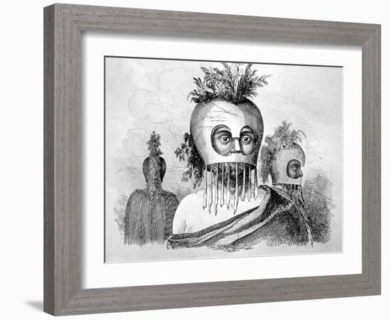 Hawaiian Man Wearing a Gourd Mask, 18th Century-John Webber-Framed Giclee Print