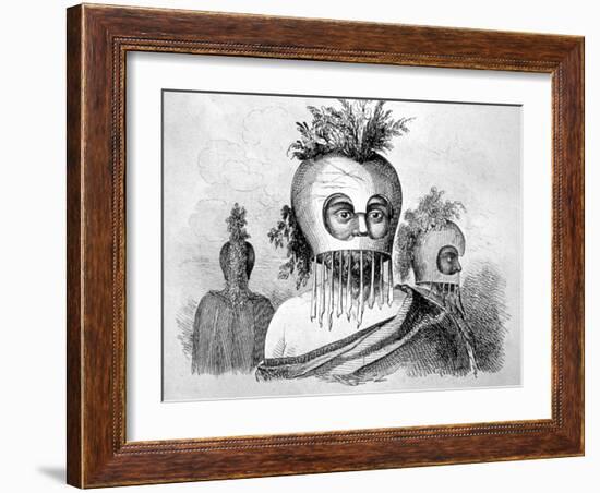 Hawaiian Man Wearing a Gourd Mask, 18th Century-John Webber-Framed Giclee Print