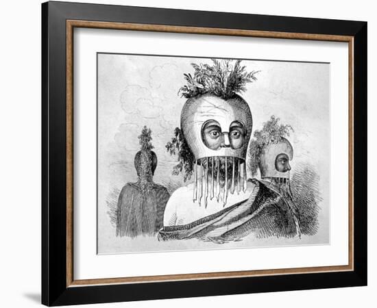 Hawaiian Man Wearing a Gourd Mask, 18th Century-John Webber-Framed Giclee Print