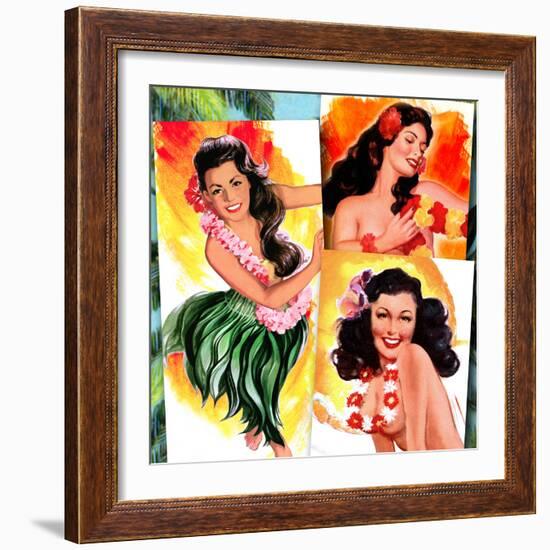 Hawaiian Pin-Ups-Piddix-Framed Art Print