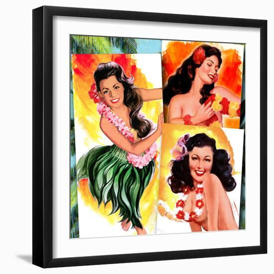 Hawaiian Pin-Ups-Piddix-Framed Art Print