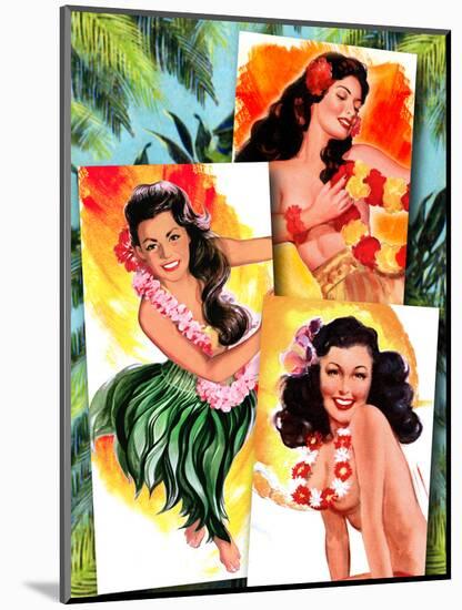 Hawaiian Pin-Ups-Piddix-Mounted Art Print