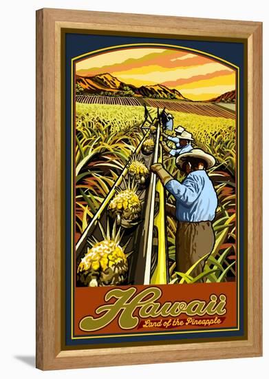 Hawaiian Pineapple Harvest-Lantern Press-Framed Stretched Canvas