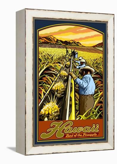 Hawaiian Pineapple Harvest-Lantern Press-Framed Stretched Canvas