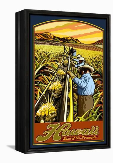 Hawaiian Pineapple Harvest-Lantern Press-Framed Stretched Canvas