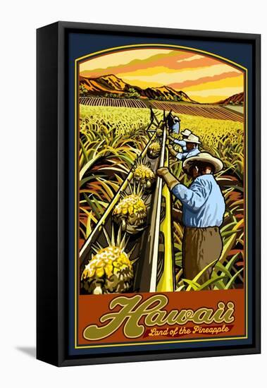 Hawaiian Pineapple Harvest-Lantern Press-Framed Stretched Canvas