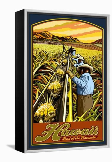 Hawaiian Pineapple Harvest-Lantern Press-Framed Stretched Canvas