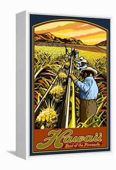 Hawaiian Pineapple Harvest-Lantern Press-Framed Stretched Canvas