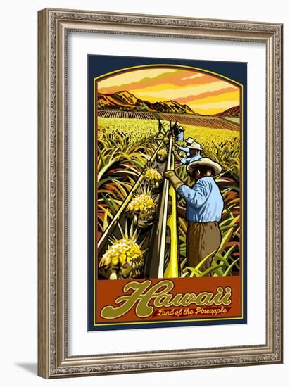 Hawaiian Pineapple Harvest-Lantern Press-Framed Art Print