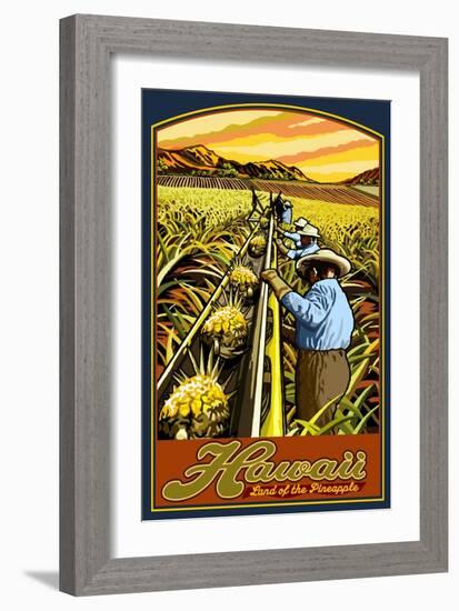 Hawaiian Pineapple Harvest-Lantern Press-Framed Art Print