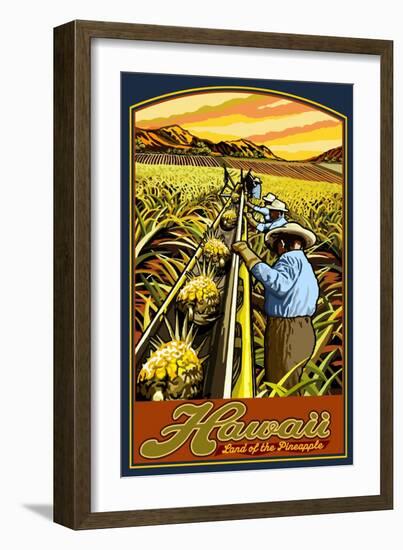 Hawaiian Pineapple Harvest-Lantern Press-Framed Art Print