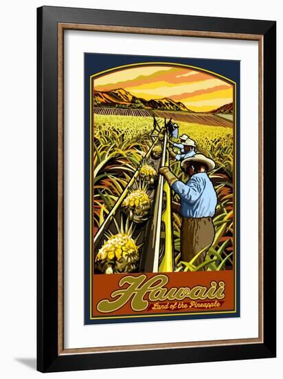 Hawaiian Pineapple Harvest-Lantern Press-Framed Art Print