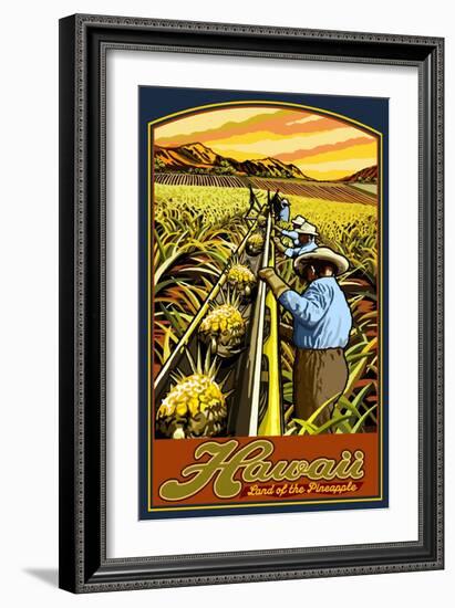 Hawaiian Pineapple Harvest-Lantern Press-Framed Art Print