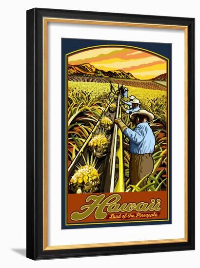 Hawaiian Pineapple Harvest-Lantern Press-Framed Art Print