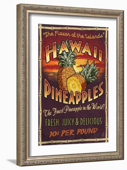 Hawaiian Pineapple-Lantern Press-Framed Art Print