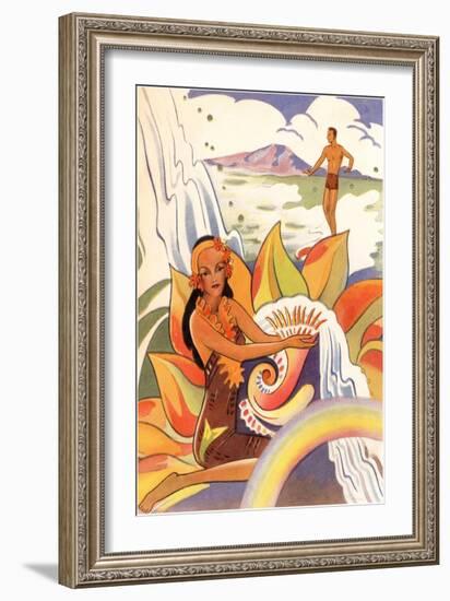 Hawaiian Scene, Graphics-null-Framed Art Print