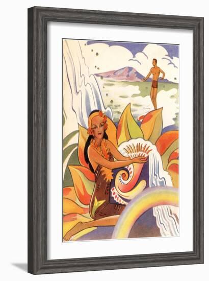 Hawaiian Scene, Graphics-null-Framed Art Print